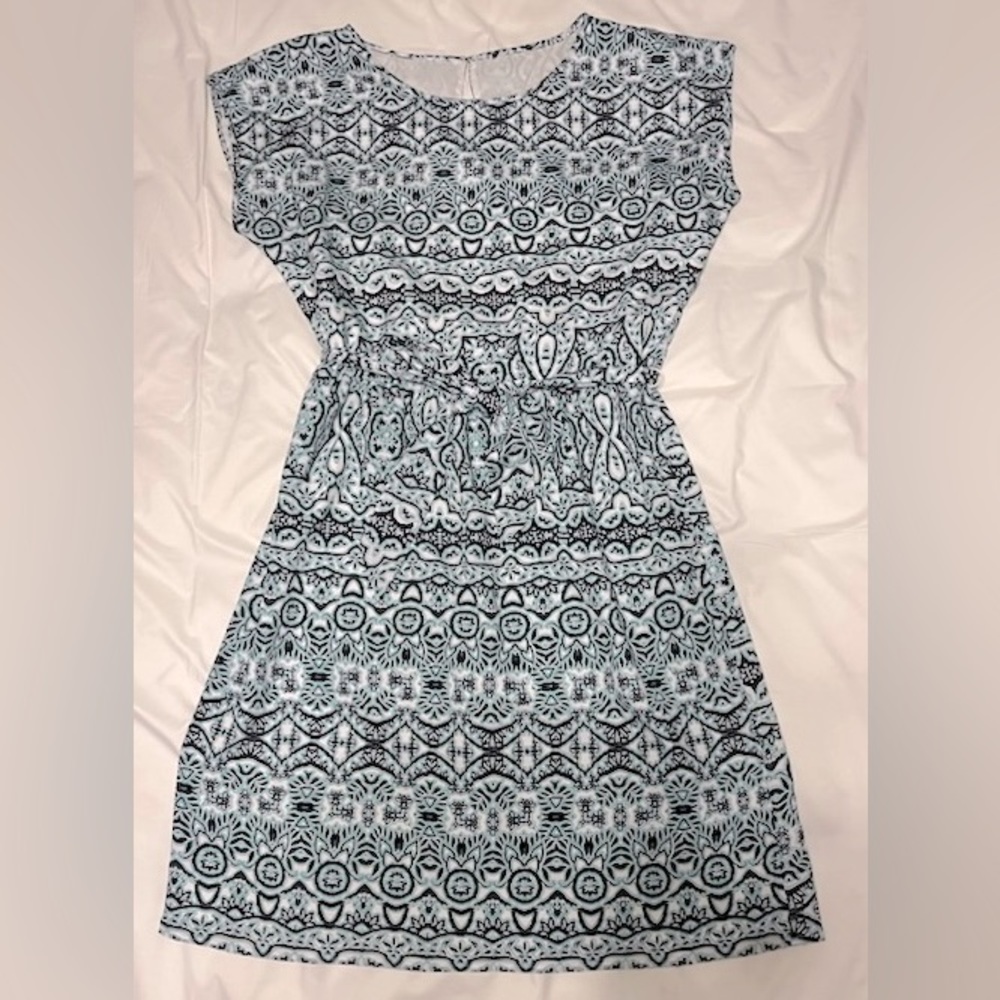 The Limited Black, Green, and White Abstract Print Dress